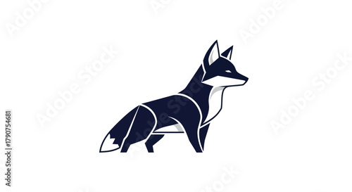 Stylized dark fox illustration on white background vector design
