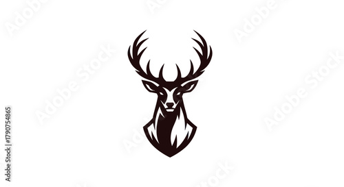 Stylized deer head graphic elegant vector illustration on white background