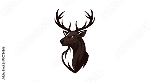 Stylized deer head graphic silhouette against white background