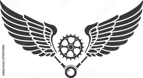 Mechanical Wings Symbol: Symbolic wings with intricate detail and gears suggesting a fusion of technology and flight, offering a unique visual metaphor.