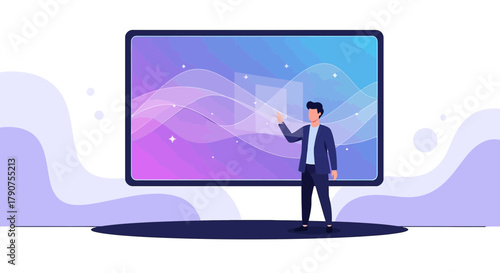 Presentation of business concepts with technology on large interactive screen display