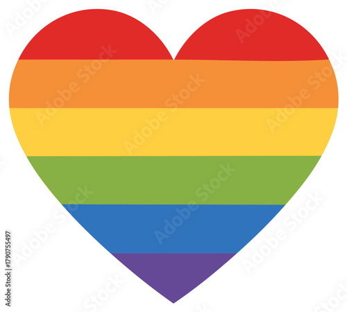 Heart with LGBTQ+ Pride Flag Colors Representing Love, Equality, and Diversity