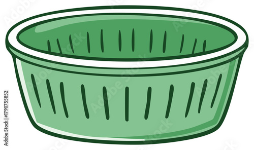 Green Empty Plastic Colander with Holes for Washing and Straining Vegetables