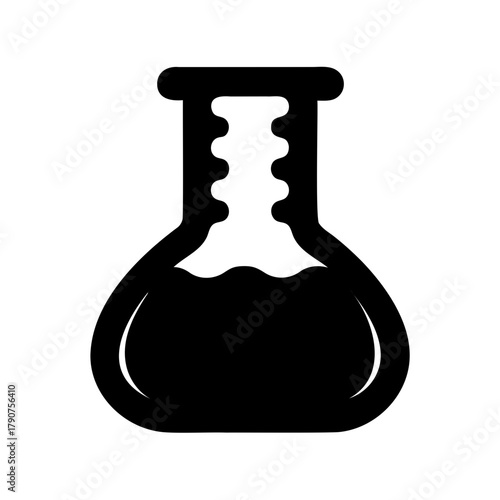 Chemical laboratory flask icon with liquid solution inside Vector, illustration