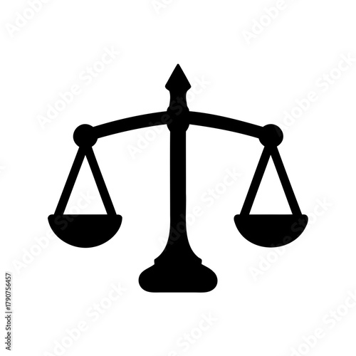 Classic balance scale icon representing justice and law Vector, illustration