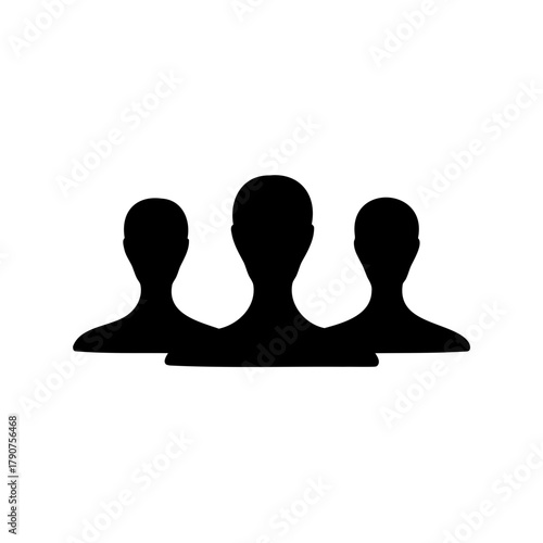 Three person silhouettes representing group and teamwork Vector, illustration