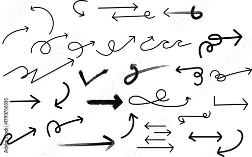 Hand Drawn Arrow Doodle Set – Sketch Style Direction and Navigation Icons