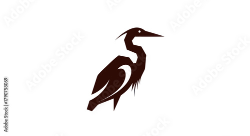 Stylized heron silhouette on white background for design or logo use
