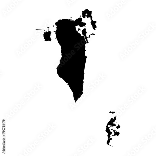 Bahrain silhouette map. Bahrain map vector. Bahrain map on white background