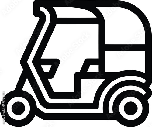 Minimal Rickshaw Silhouette – Traditional Asian Vehicle Illustration