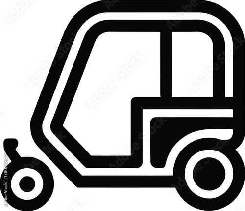 Three-Wheeled Tuk Tuk Icon – Urban Transport Vector Design