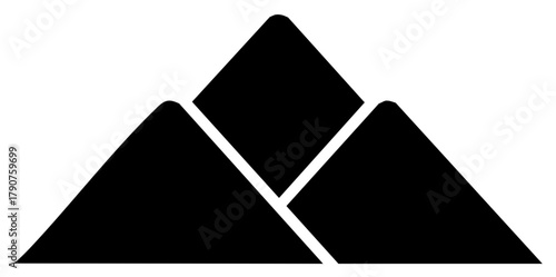 Stylized black mountain peaks abstract illustration graphic design