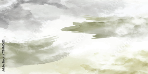 Abstract fresh and shiny winter sky. Abstract gray sky with white clouds in sunny weather. sunny sky gray light watercolor aquarelle painting.vector illustration. Design for your date, postcard.