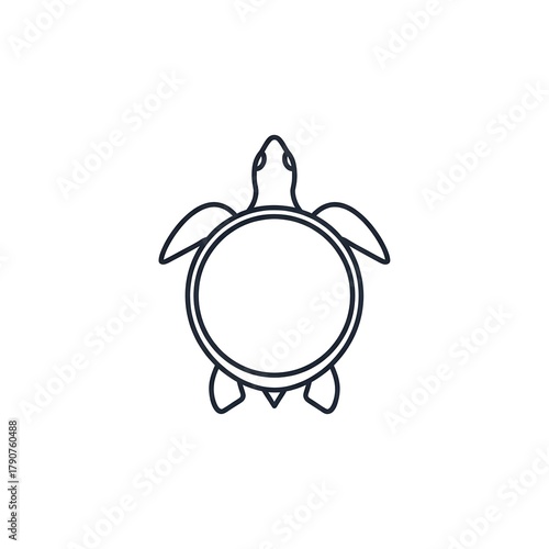 Minimalistic outline of a turtle silhouette with empty space  