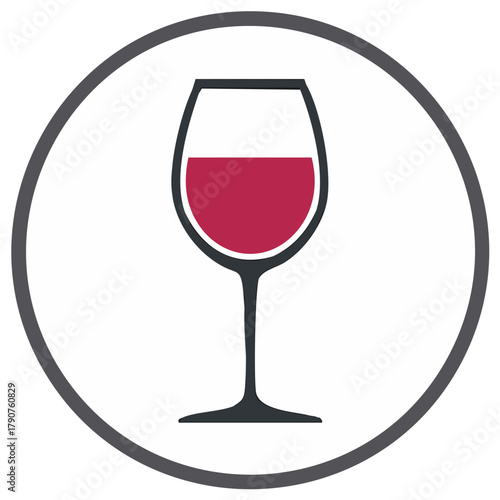 Elegant wine glass inside circle, simple beverage icon, celebration and indulgence