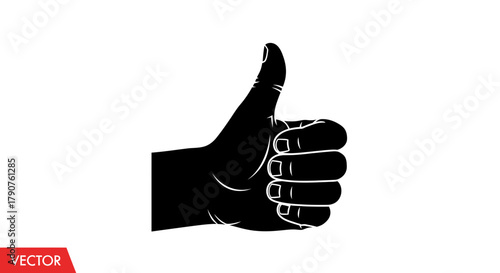 A black silhouette of a hand giving a thumbs up against a white background.