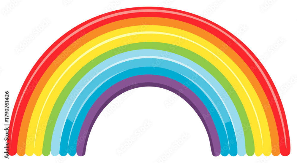 Fototapeta premium Bright vibrant colorful rainbow arch illustration with glossy effect