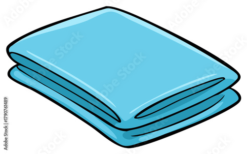 Light Blue Towels or Sheets Neatly Folded Cartoon Illustration Soft Cozy Bedding Stacked Comfort Cleanliness