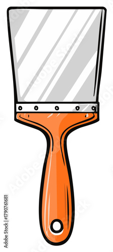 Cartoon illustration of a hand held paint scraper for painting and DIY projects