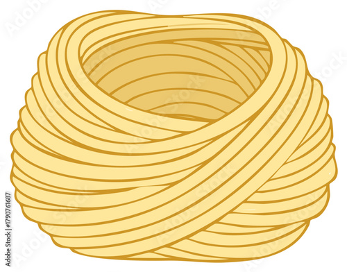 Spaghetti Nest Illustration, Round Pasta Portion, Italian Cuisine Graphic