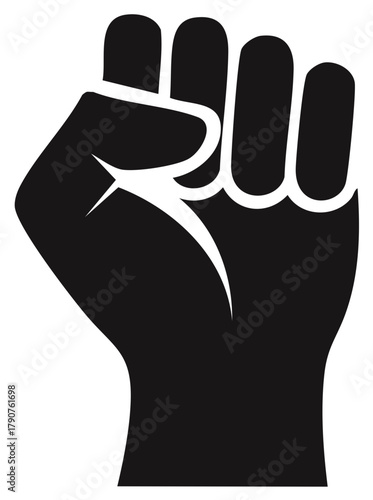 Powerful black clenched fist symbol of protest unity resistance and human rights and justice