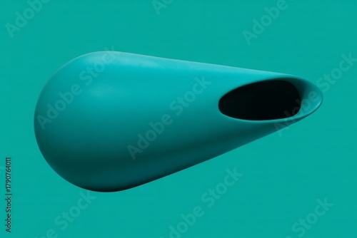 Abstract teal shape with dark opening