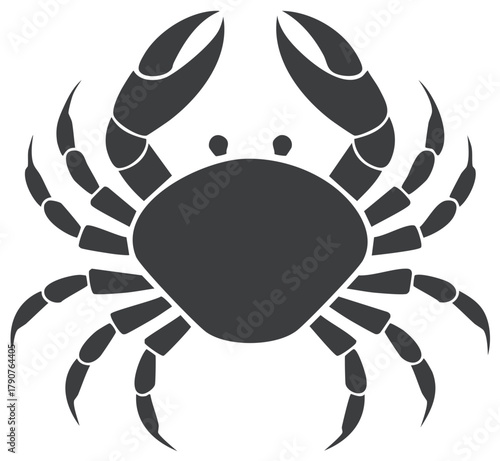 Elegant crab icon illustration featuring claws and legs symbolising coastal fauna