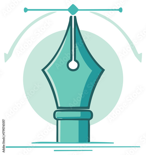 Vector image of a fountain pen nib with design elements