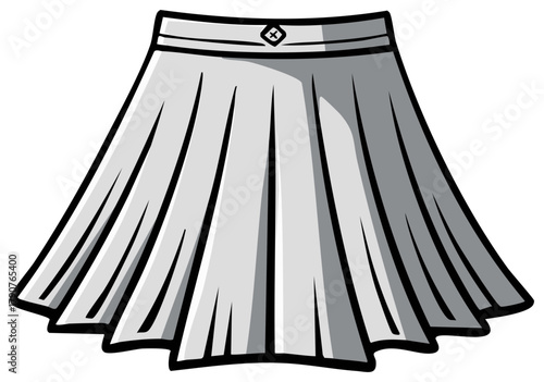 Simple gray pleated skirt with a decorative button on the waistband