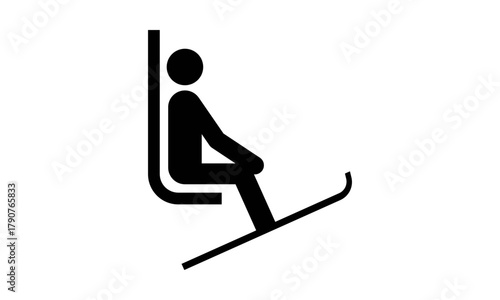 Piktogramm Skilift – Symbol für Wintersport, Bergbahn und Skipisten (schwarz)