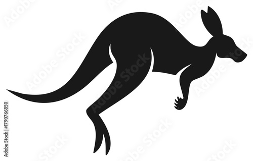 Bold Silhouette of a Kangaroo Leaping Across the Frame with Powerful Graceful Movements