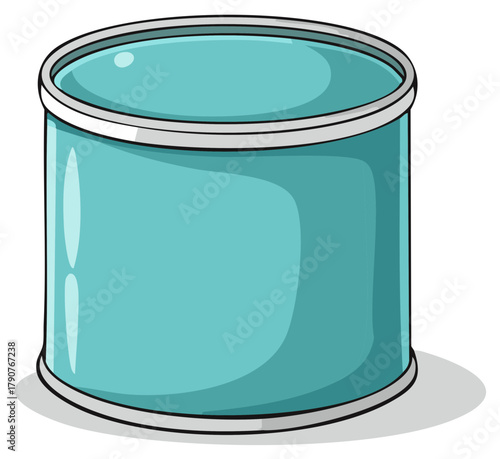 Cyan Cylindrical Container or Can with Gray Trim Food Storage or Home Goods Item Drawing