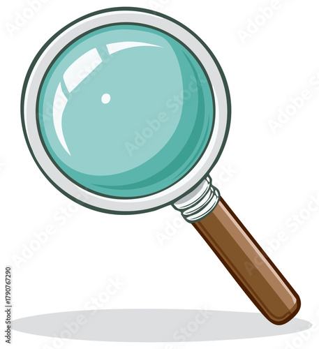 Cartoon magnifying glass tool for investigating and searching, isolated illustration