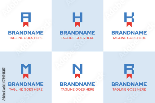 Letter A H K M N R Bookmark Simple Logo, symbolizing knowledge, focus, and creativity