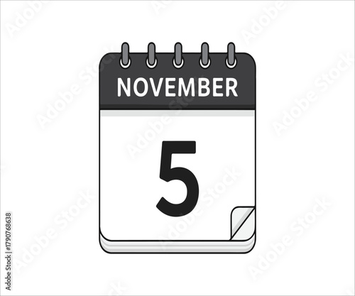 November 5th Calendar Illustration Marking the Date and Important Event