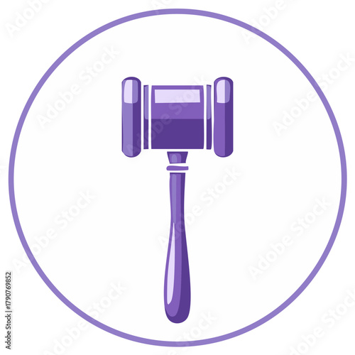 Gavel icon purple hammer for auction justice law and legal decisions