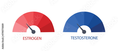 Speedometer signs showing estrogen and testosterone level