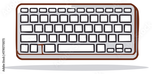 Hand Drawn Computer Keyboard Illustration with Blank Keys Technology Digital Device Concept