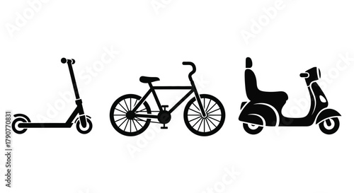 Scooter bicycle and moped vector illustration transportation