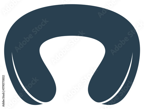 Dark blue travel pillow silhouette, neck support for comfort and rest