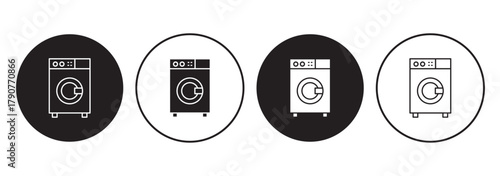 Clothes washing machine vector icon sheet. laundry washer sign. home appliance electric wash machine vector symbol on white background