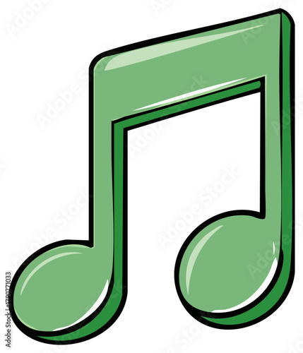 Stylized Green Musical Note Illustration for Music and Sound