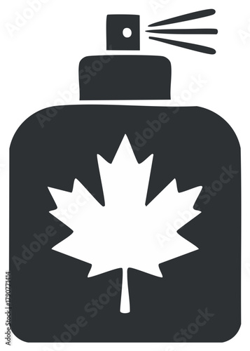 Spray Bottle with Maple Leaf, Protection Concept, Graphic Symbol
