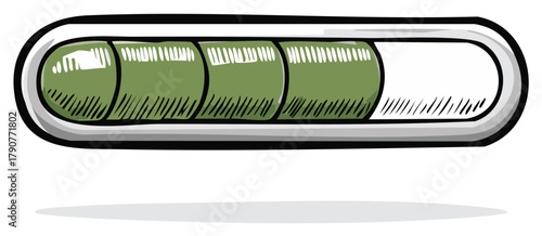 Hand drawn doodle style green progress bar showing loading status vector illustration