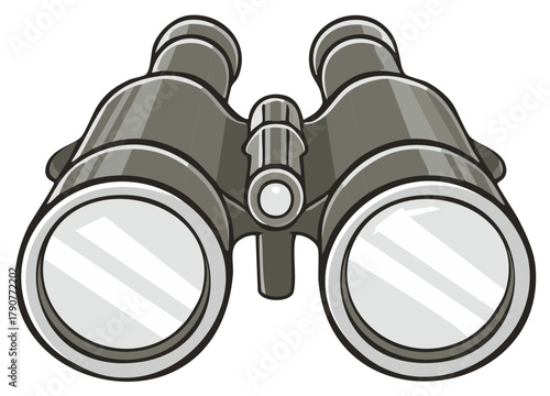Cartoon Binoculars Looking Ahead, Exploration, Adventure, Discovery