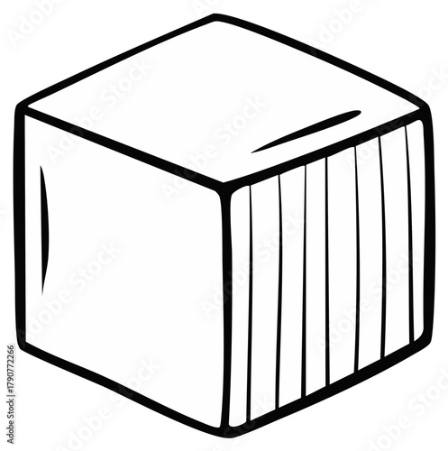 Stylized Napkin Dispenser: Hand-Drawn Square Paper Stack for Tabletop Use