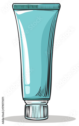 Teal Squeeze Tube with White Cap and Shadow