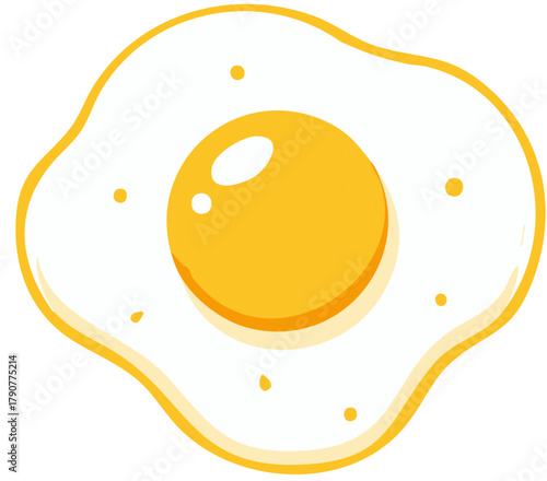 Sunny side up egg illustration with bright yellow yolk and white albumen