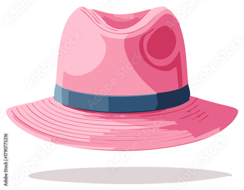 Stylish Pink Fedora Hat Illustration for Fashion Accessories and Summer Fun