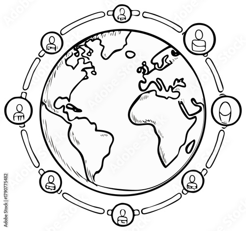 Illustration of global networking and people connected around the world